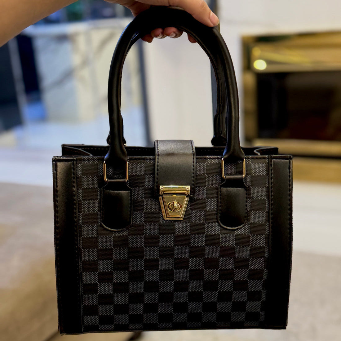 Checkered Wish Box Tote Bag By K&A Couture | CW-001 |