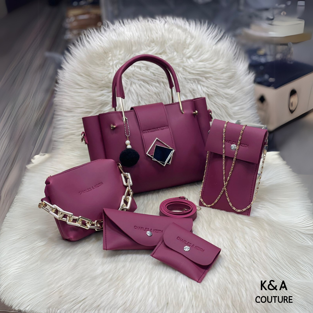 Charles & Keith 5-Piece Shoulder Bag Set K&A Couture | CK-006 | Elegant Bag